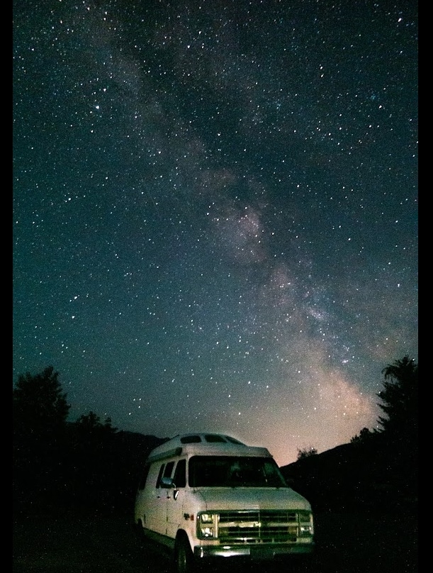 our campervan and milky way from Martha Creek Provincial Park